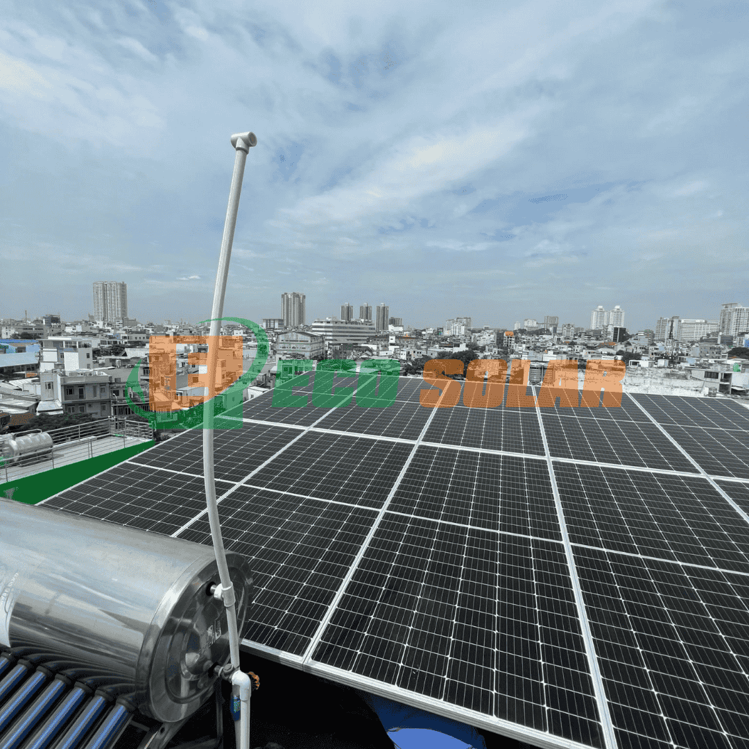 Hệ thống điện năng lượng mặt trời sau khi hoàn thiện do EcoSolar thi công