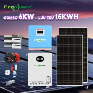 Hệ thống điện năng lượng mặt trời hoà lưới 6KWP – lưu trữ 15KW
